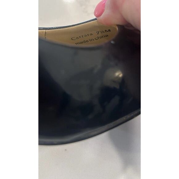 J.‎ RENEE Carrara Sz 7.5 M Navy Pointed Toe Gold High Heels Pumps Patent Leather - Picture 8 of 11